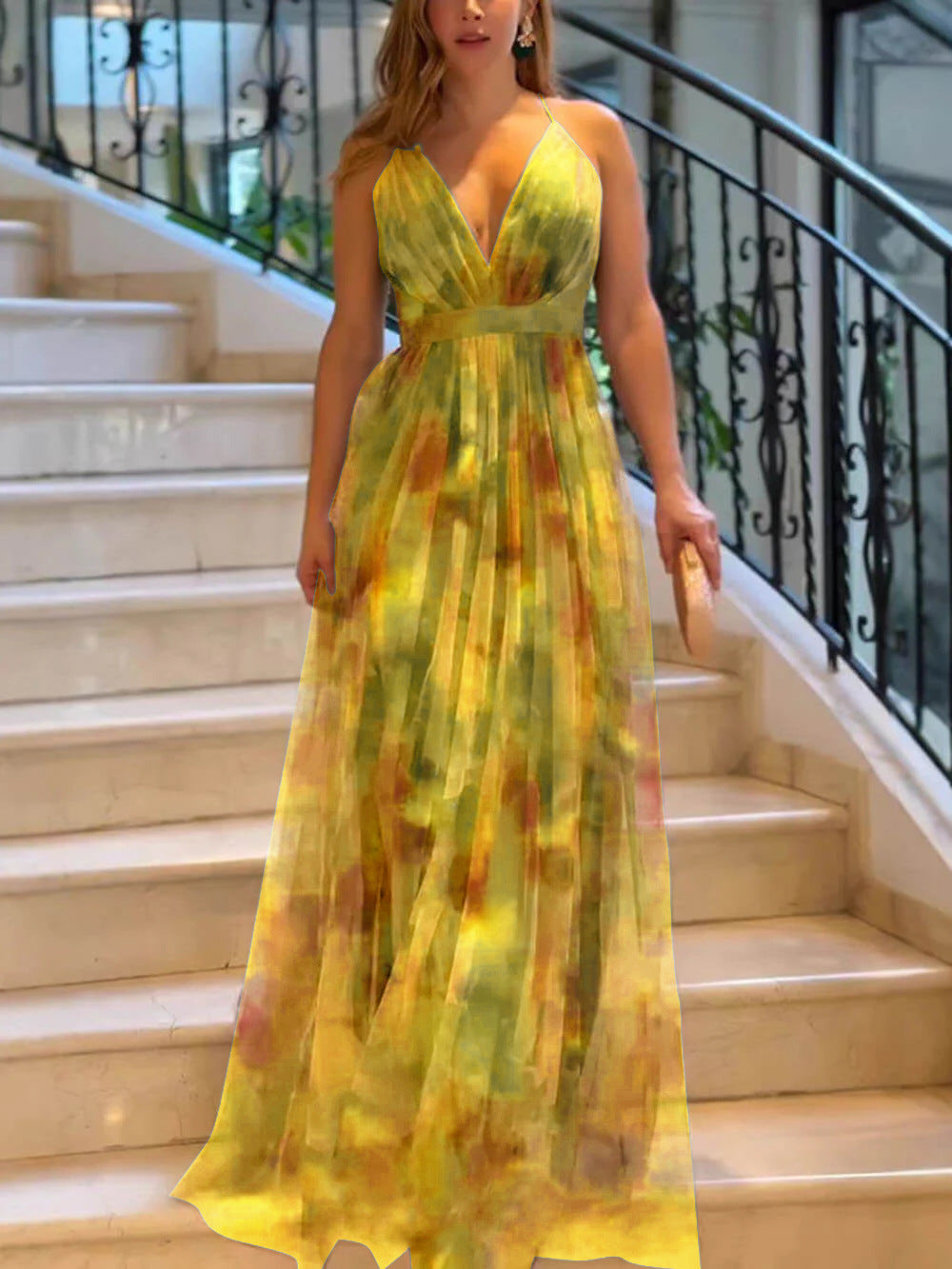 Mesh Print Flared Dress