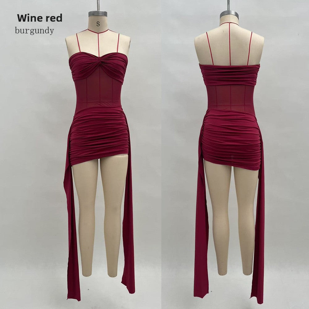 Mesh Splicing Tube Top Dress