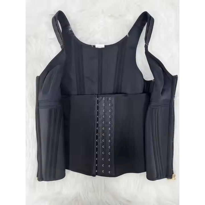 Mesh tummy tuck waist shapewear strengthened shaping three rows of buttons shaping vest top with bra all-in-one