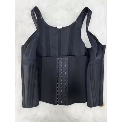 Mesh tummy tuck waist shapewear strengthened shaping three rows of buttons shaping vest top with bra all-in-one