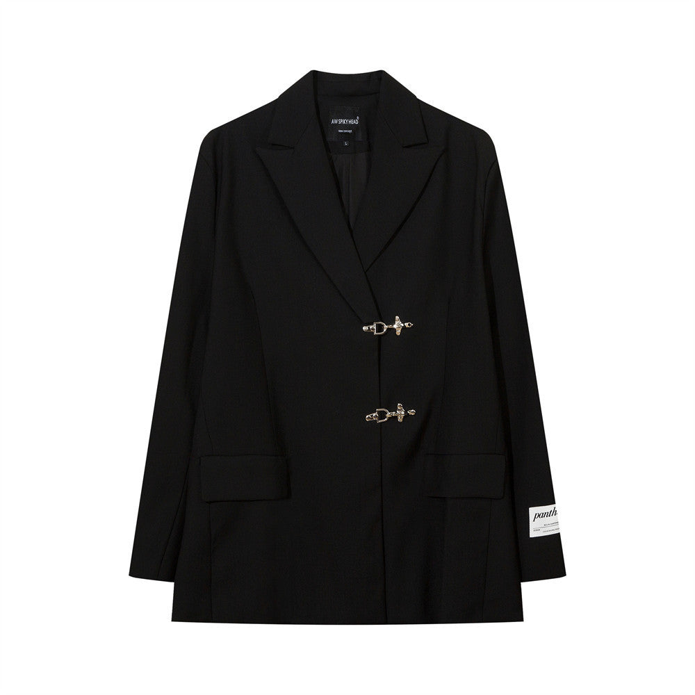 Metal airplane-shaped buttoned dress coat
