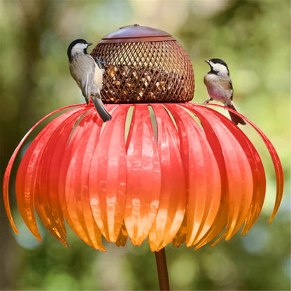 Metal Bird Feeder Garden Flower Design