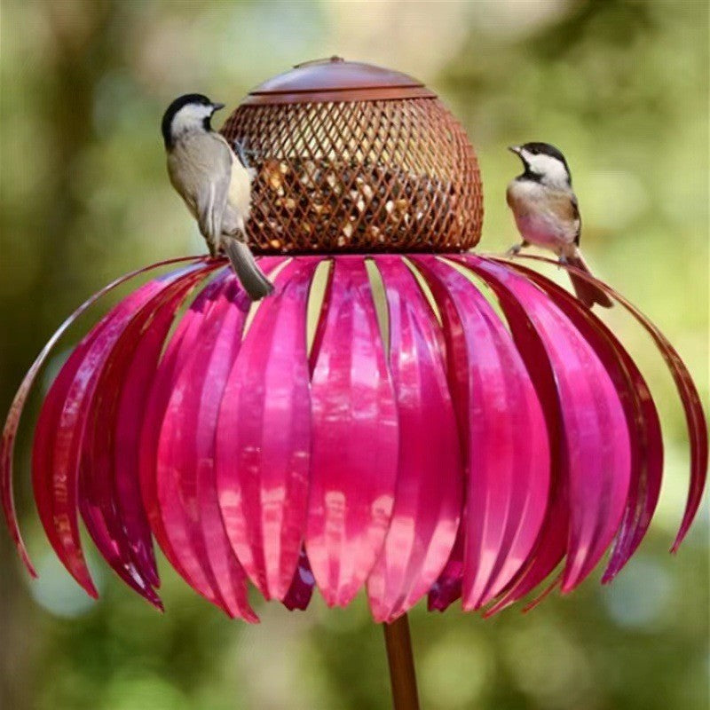 Metal Bird Feeder Garden Flower Design