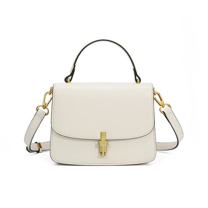 Metal buckle genuine leather small square handbag