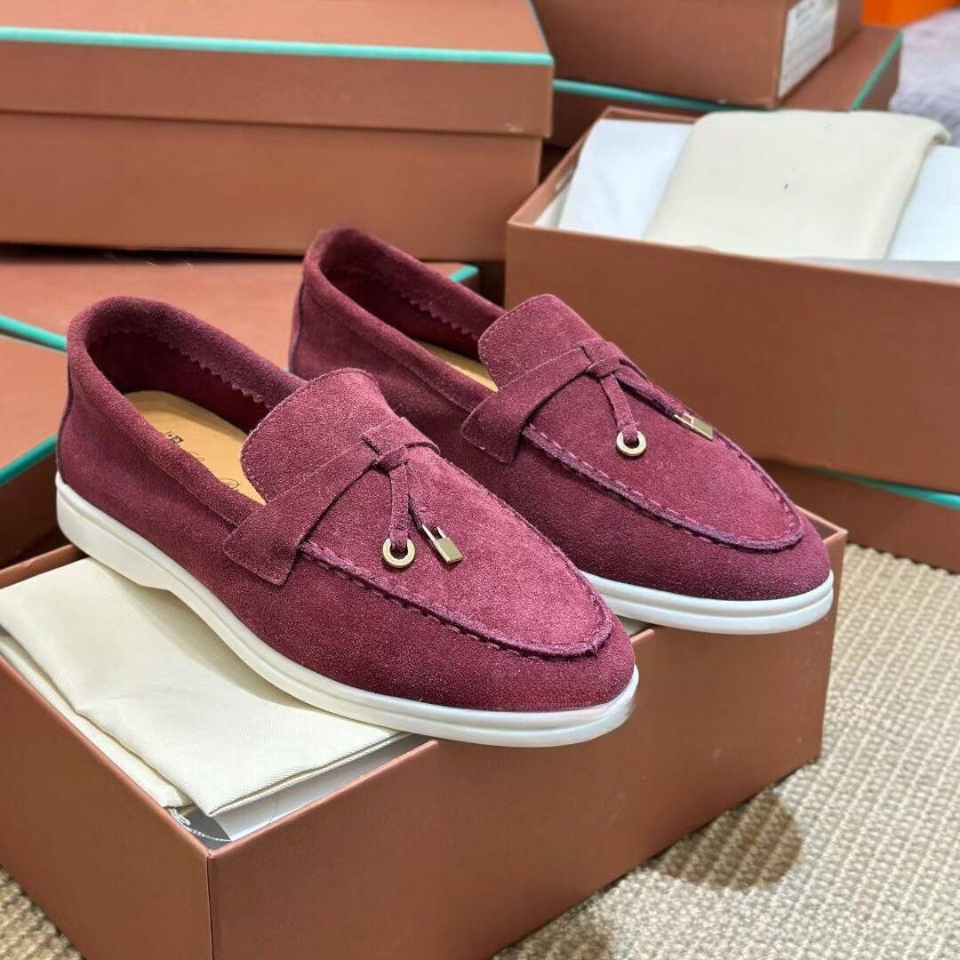 Metal buckle tassel soft-soled loafers