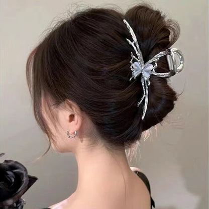 Metal Butterfly Hair Clips with Pearl Accents