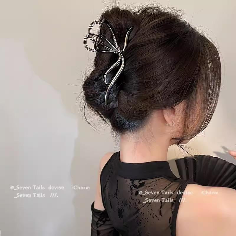 Metal Butterfly Hair Clips with Pearl Accents