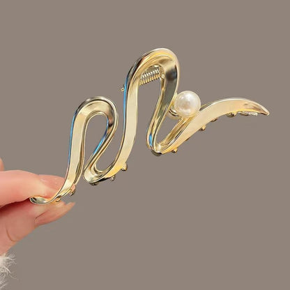 Metal Butterfly Hair Clips with Pearl Accents