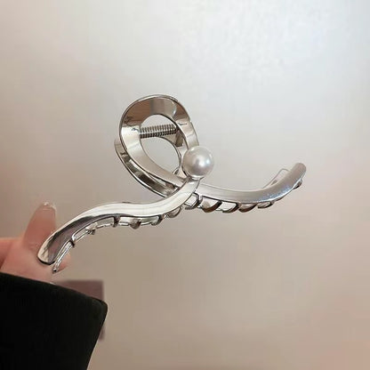 Metal Butterfly Hair Clips with Pearl Accents