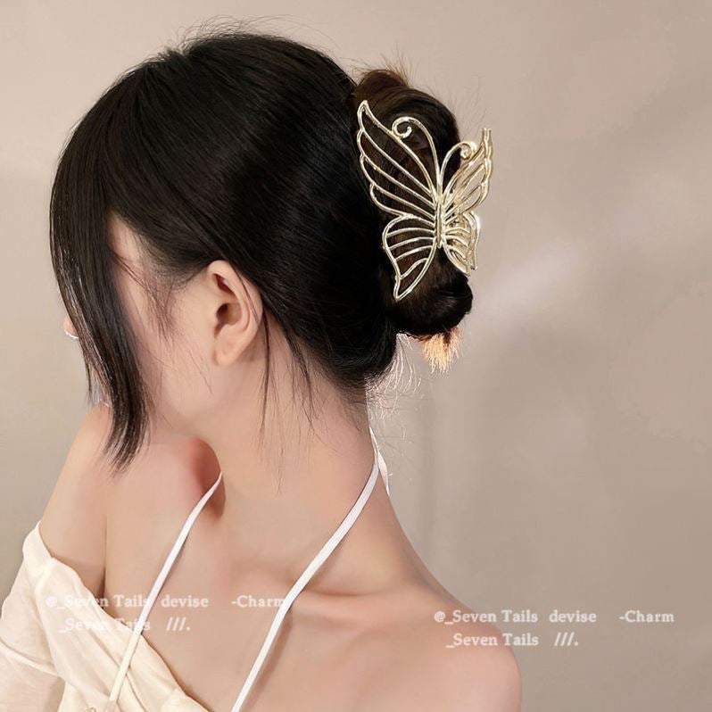Metal Butterfly Hair Clips with Pearl Accents