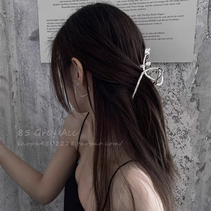 Metal Butterfly Hair Clips with Pearl Accents