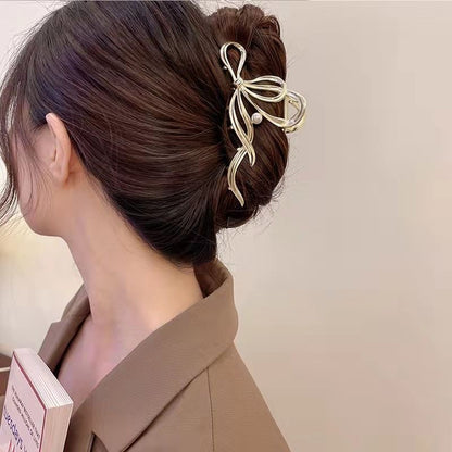 Metal Butterfly Hair Clips with Pearl Accents