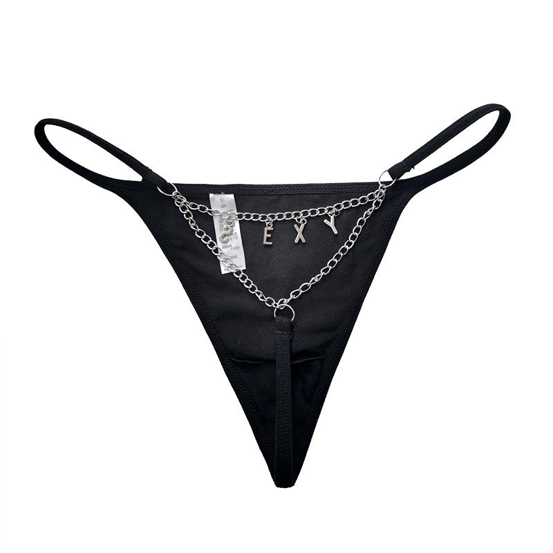 Metal chain thong underwear