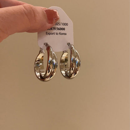 Metal Cross Double Ring Earrings for Women
