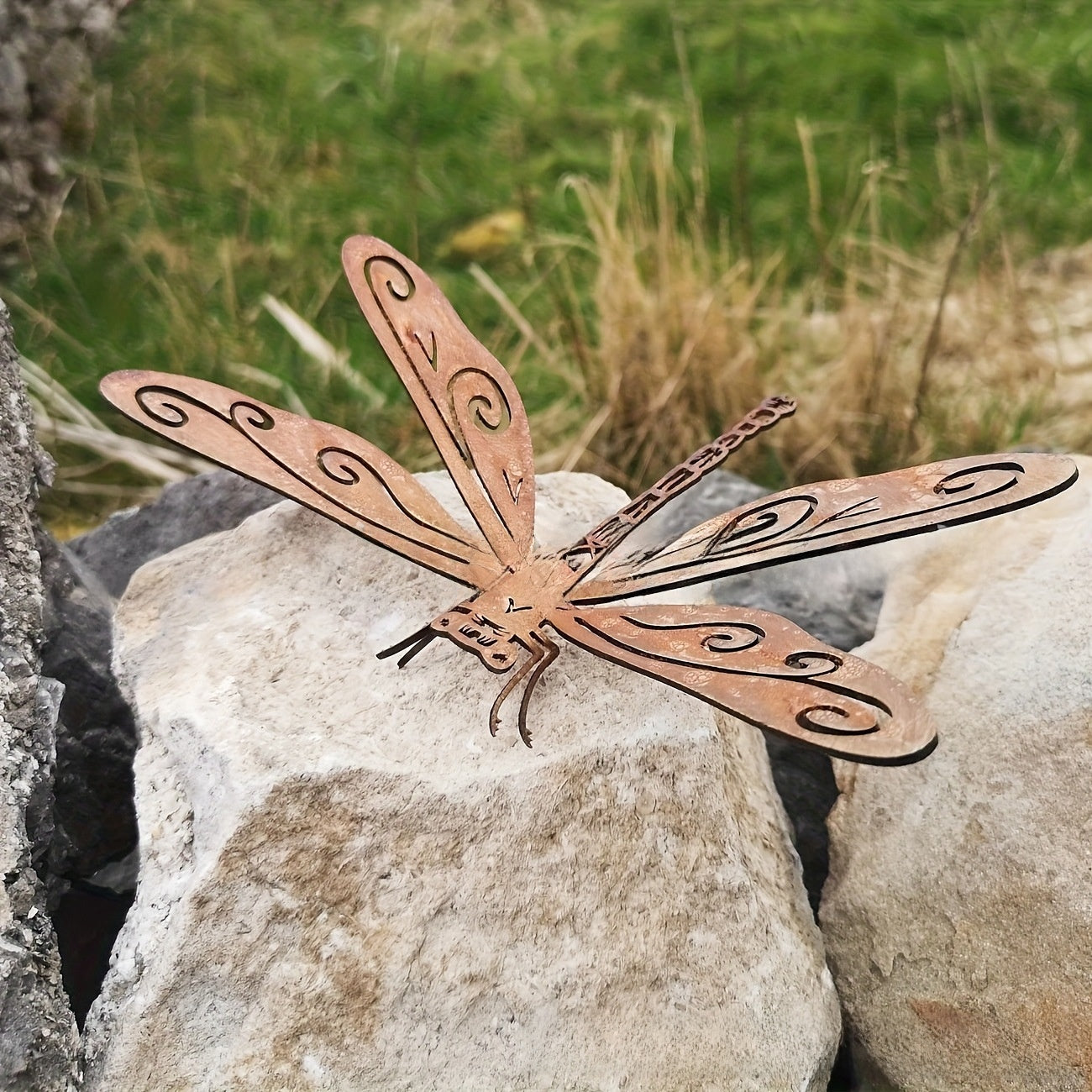 Metal Dragonfly Garden Statue
