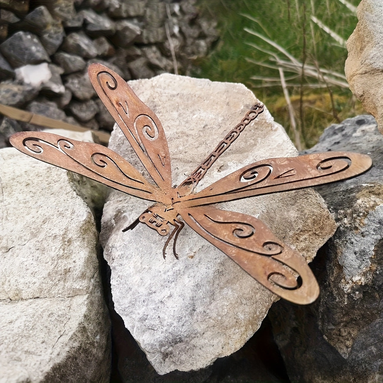 Metal Dragonfly Garden Statue