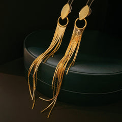 Silver needle -24K heavy metal retro long tassel