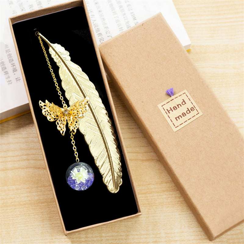 Metal Feather Leaf Vein Bookmark