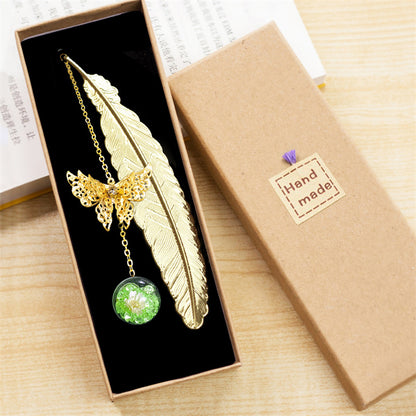 Metal Feather Leaf Vein Bookmark