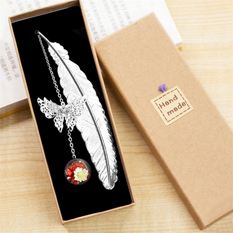 Metal Feather Leaf Vein Bookmark