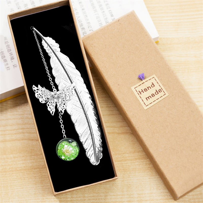 Metal Feather Leaf Vein Bookmark
