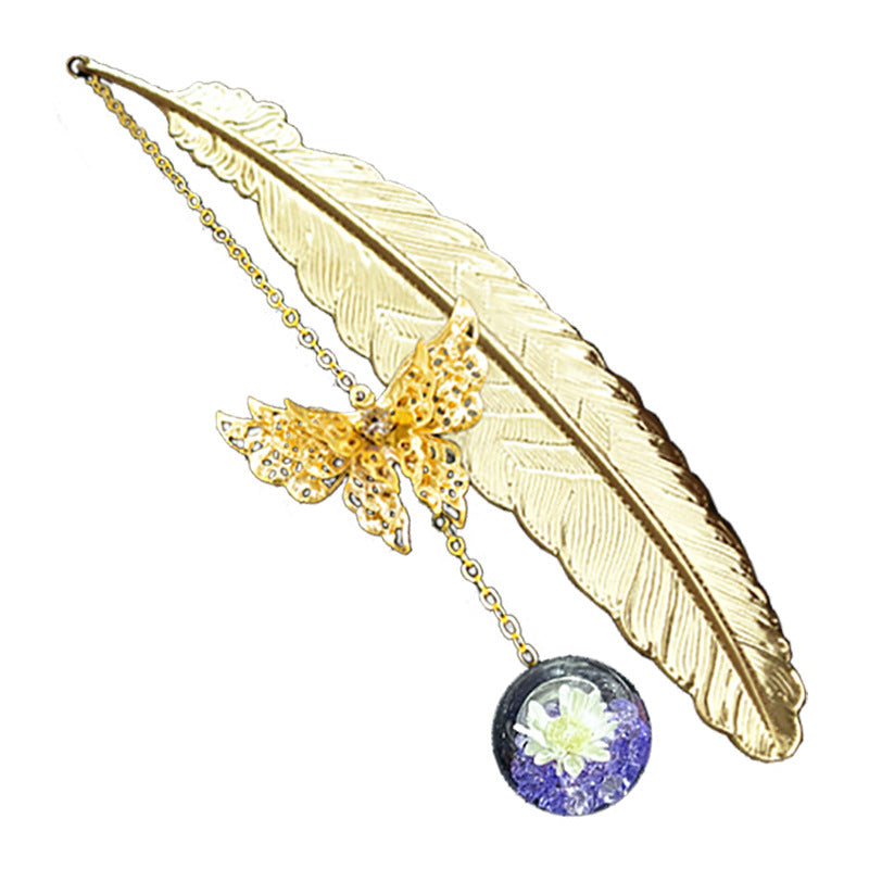 Metal Feather Leaf Vein Bookmark