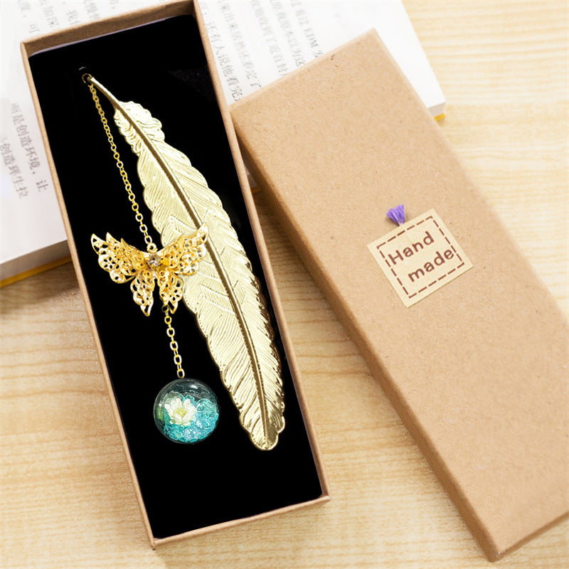 Metal Feather Leaf Vein Bookmark