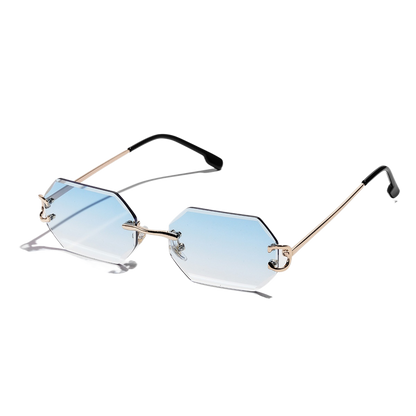 Metal frameless diamond-cut sunglasses