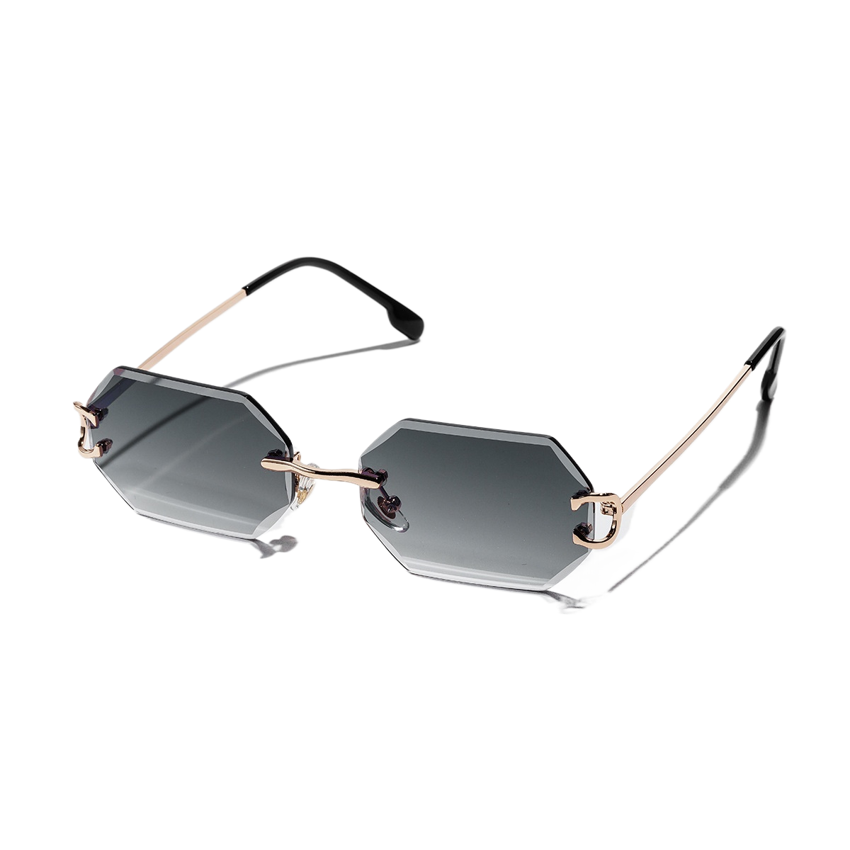 Metal frameless diamond-cut sunglasses