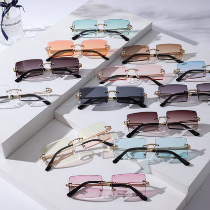 Metal frameless sunglasses
