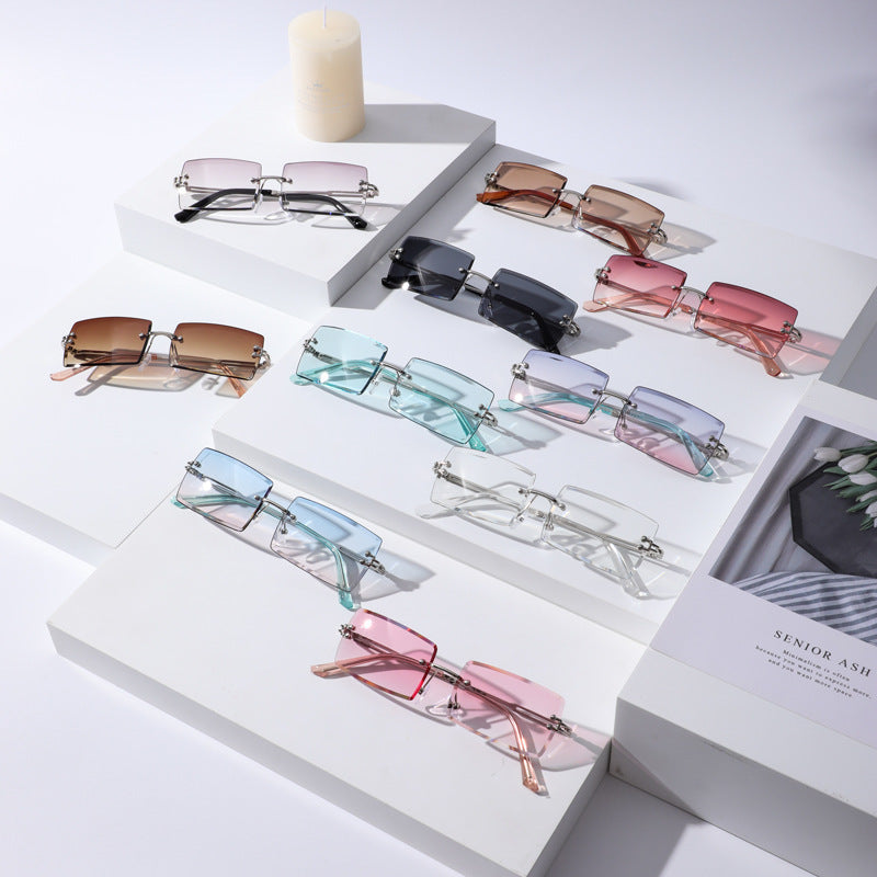 Metal frameless sunglasses