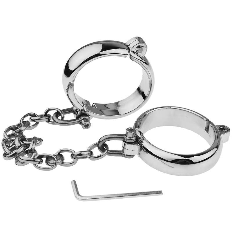 Metal handcuffs and leg shackles toys