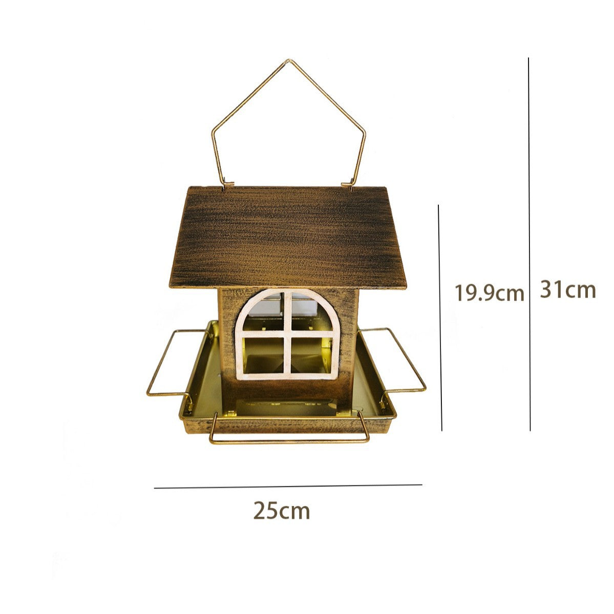 Metal hanging hummingbird feeder