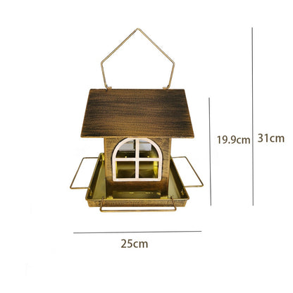 Metal hanging hummingbird feeder