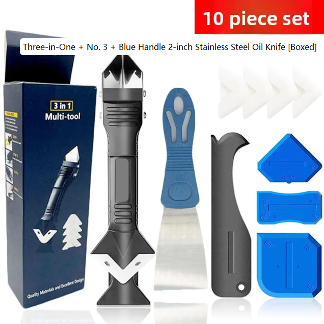 Metal Head 3-in-1 Glue Scraper Caulking Tool Kit
