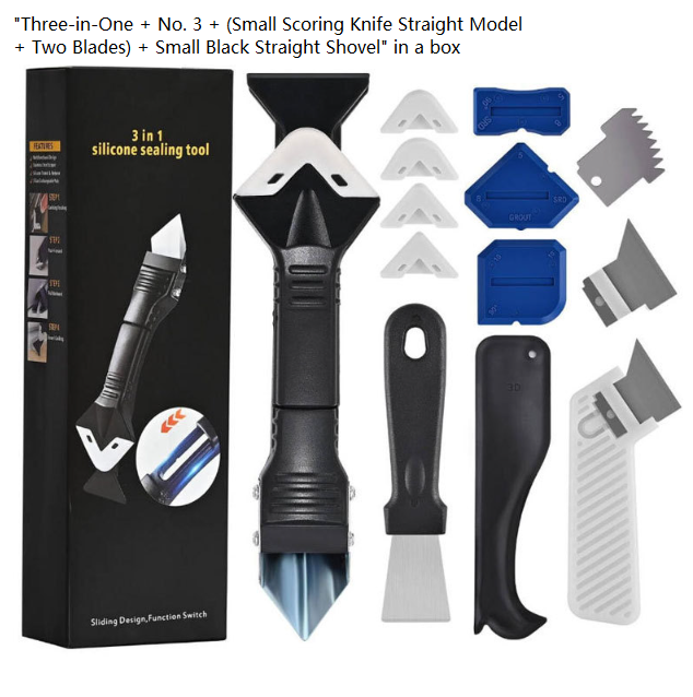 Metal Head 3-in-1 Glue Scraper Caulking Tool Kit