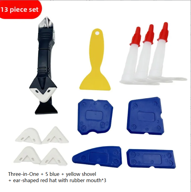 Metal Head 3-in-1 Glue Scraper Caulking Tool Kit