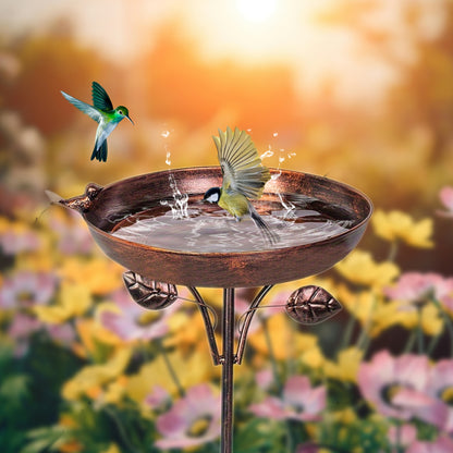 Metal Hummingbird Feeder and Bird Bath