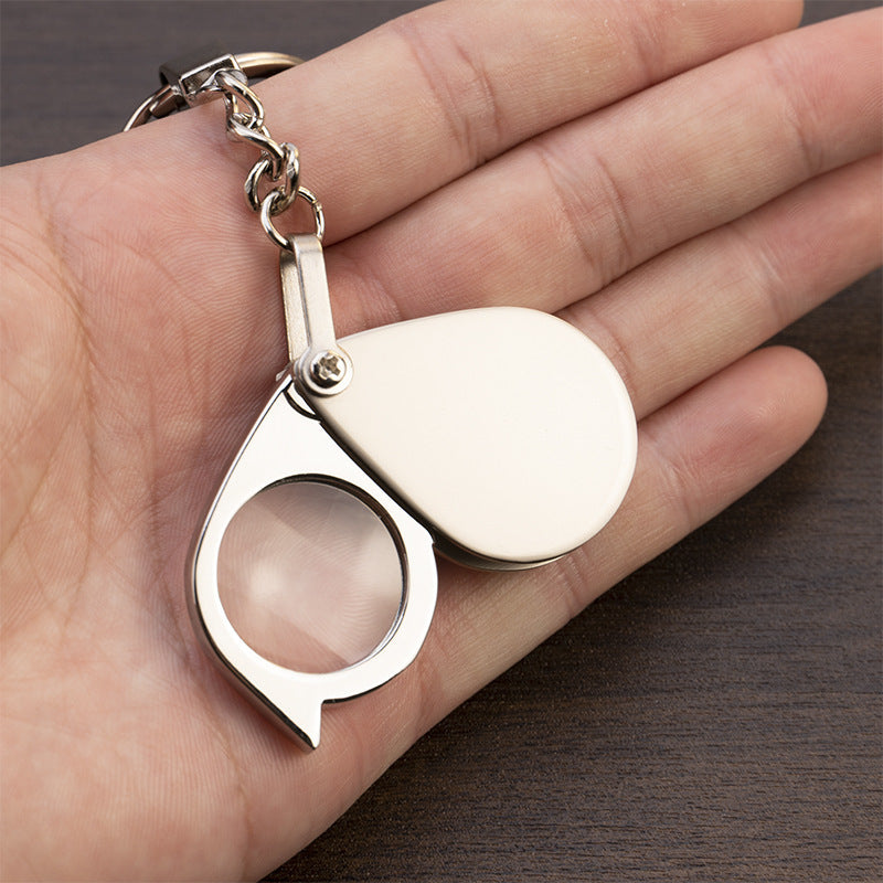 Metal keychain magnifying glass