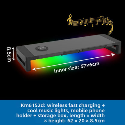 Metal Monitor Stand with Wireless Charging and USB Hub