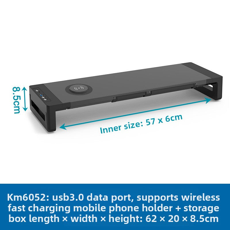 Metal Monitor Stand with Wireless Charging and USB Hub