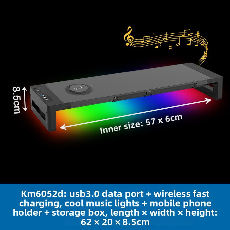 Metal Monitor Stand with Wireless Charging and USB Hub