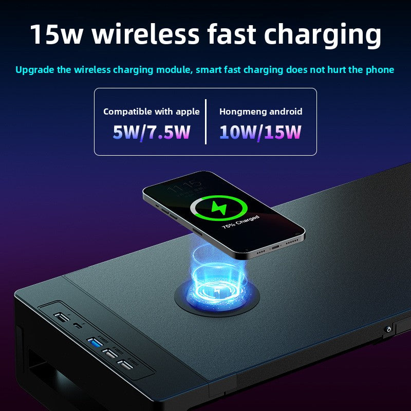 Metal Monitor Stand with Wireless Charging and USB Hub