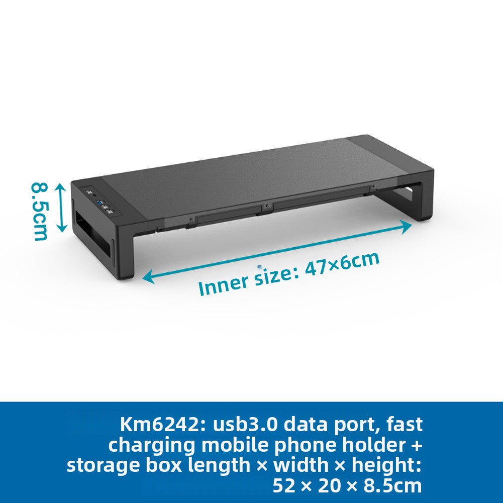 Metal Monitor Stand with Wireless Charging and USB Hub