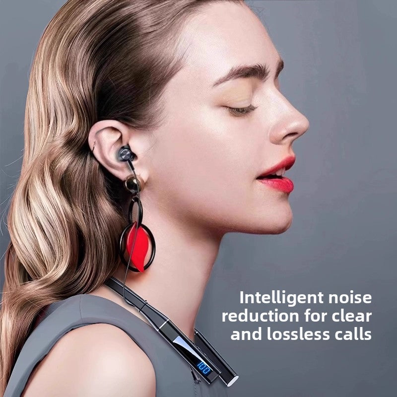 Metal Neckband Wireless Bluetooth Headset with Long Battery Life