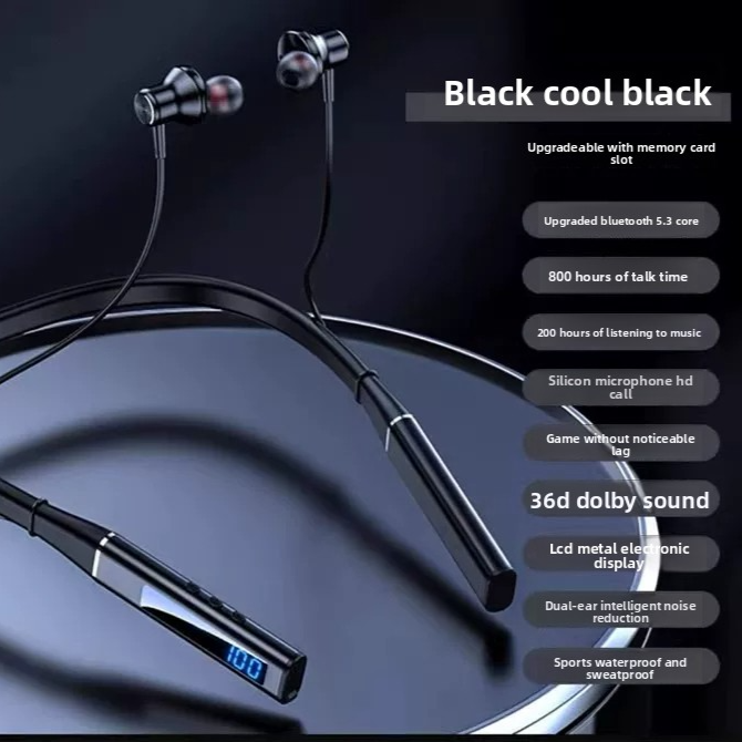 Metal Neckband Wireless Bluetooth Headset with Long Battery Life