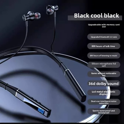 Metal Neckband Wireless Bluetooth Headset with Long Battery Life
