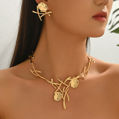 Metal Necklace and Earrings
