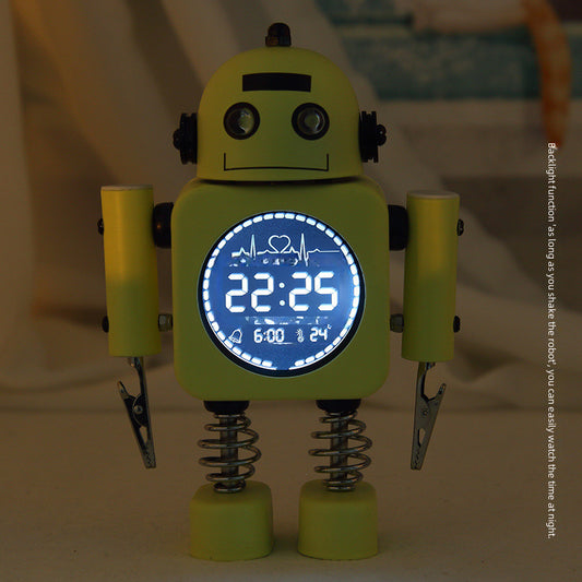 Metal Robot Luminous Alarm Clock