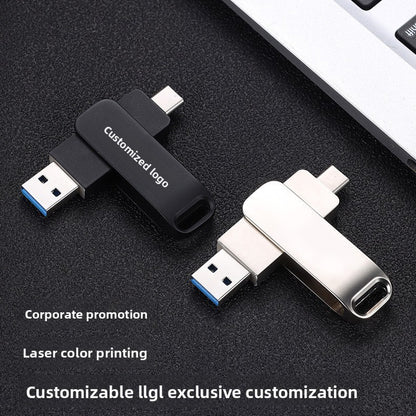 Metal Rotating USB Flash Drive with Dual Interface